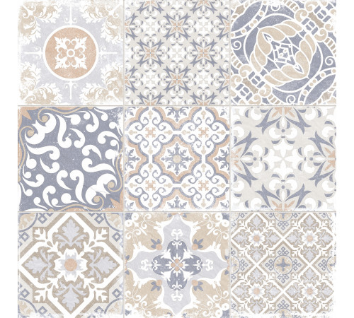 Керамогранит Alma Ceramica GFU04CTR14R Country 60x60 бежевый / голубой сахарный с орнаментом