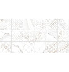 Настенная плитка Alma Ceramica TWU2550FRC17 Fresco 24.9x50 белая глянцевая / рельефная под мрамор / под мозаику / с орнаментом