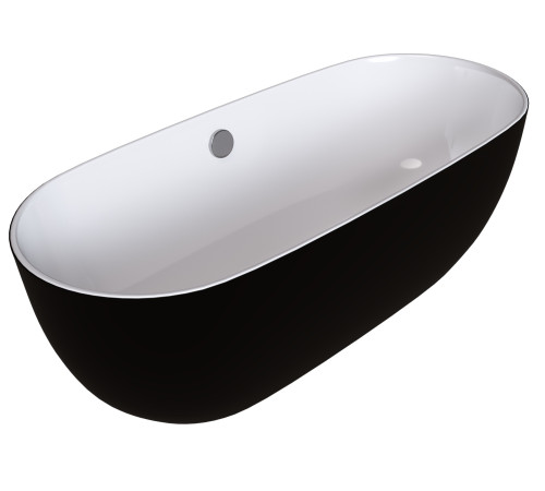Ванна отдельностоящая Grossman Classic GR-2401MB (150х75х54) цвет черный/белый матовый