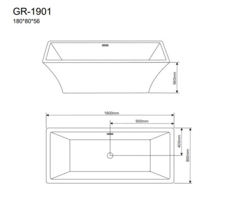 Ванна отдельностоящая Grossman Cristal GR-1901 (180х80х56) цвет белый