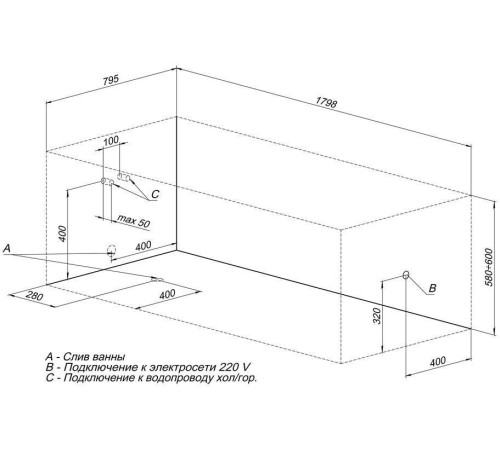 Акриловая ванна Aquanet Riviera 180x80