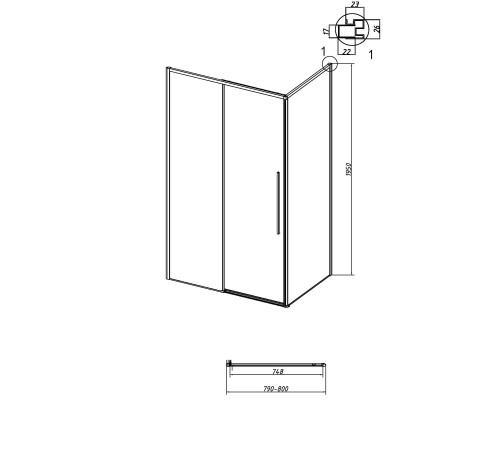 Боковая стенка Grossman Galaxy 200.K33.01.80.32.00 (80х195) золото сатин,стекло прозрачное