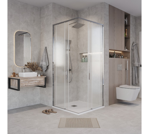 1/2 душевого ограждения Grossman Galaxy 1/2.K33.01.11.10.02 (110х195) правая,хром,стекло шиншилла