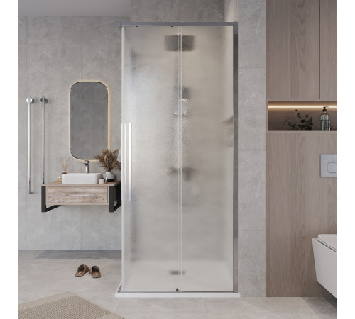 1/2 душевого ограждения Grossman Galaxy 1/2.K33.01.11.10.02 (110х195) правая,хром,стекло шиншилла