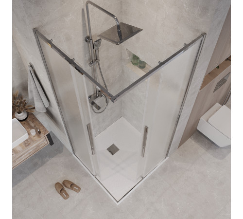 1/2 душевого ограждения Grossman Galaxy 1/2.K33.01.11.10.02 (110х195) правая,хром,стекло шиншилла