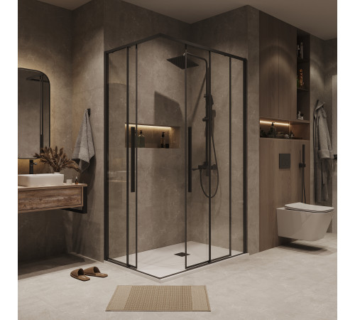 Душевое ограждение Grossman Galaxy 1/2.K33.01.12.21.00-1/2.K33.01.70.21.00 (120х70х195) раздвижная,черный матовый,стекло прозрачное