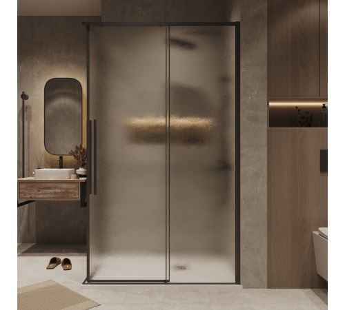 Душевое ограждение Grossman Galaxy 300.K33.01.9070.21.02 (90х70х195) прямоугольник,раздвижная,черный матовый,стекло шиншилла