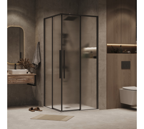 1/2 душевого ограждения Grossman Galaxy 1/2.K33.01.10.21.02 (100х195) черный матовый,стекло шиншилла