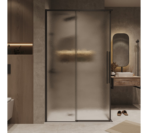 Душевое ограждение Grossman Galaxy 1/2.K33.01.80.21.02-1/2.K33.01.12L.21.02 (80х120х195) раздвижная,черный матовый,стекло шиншилла