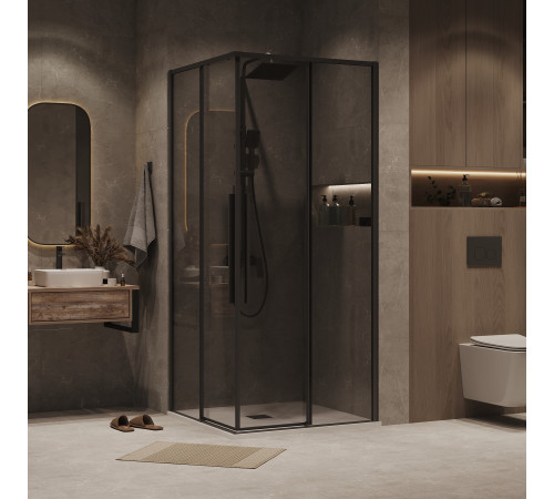 1/2 душевого ограждения Grossman Galaxy 1/2.K33.01.10.21.10 (100х195) черный матовый,стекло тонированное