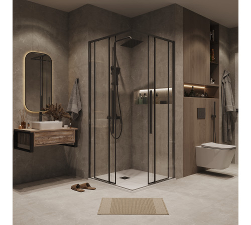 1/2 душевого ограждения Grossman Galaxy 1/2.K33.01.10.42.00 (100х195) графит сатин,стекло прозрачное