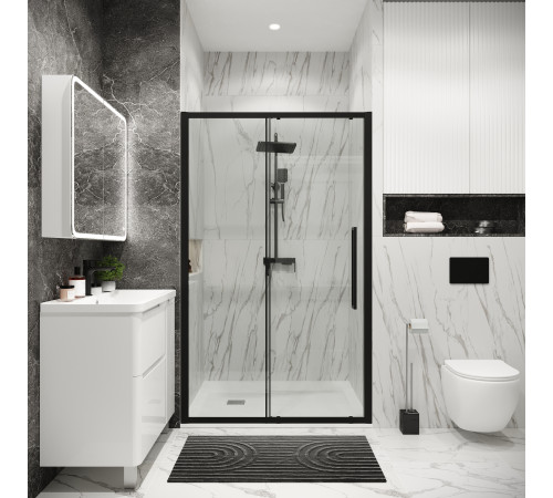 Дверь в нишу Grossman Cosmo 100.K33.02.100.21.00 (100х195) черный матовый,стекло прозрачное,раздвижная