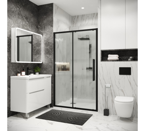 Дверь в нишу Grossman Cosmo 100.K33.02.120.21.02 (120х195) черный матовый,стекло шиншилла,раздвижная