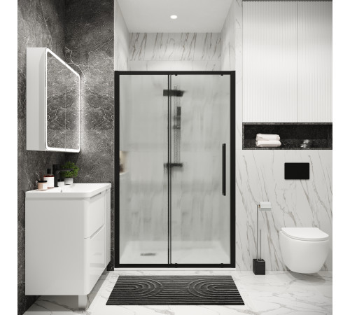 Дверь в нишу Grossman Cosmo 100.K33.02.120.21.02 (120х195) черный матовый,стекло шиншилла,раздвижная