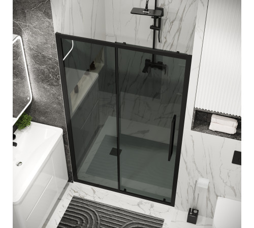 Дверь в нишу Grossman Cosmo 100.K33.02.100.21.10 (100х195) черный матовый,стекло тонированное,раздвижная