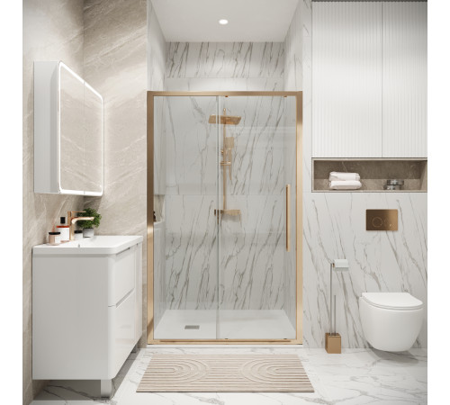 Дверь в нишу Grossman Cosmo 100.K33.02.110.32.00 (110х195) золото сатин,стекло прозрачное,раздвижная