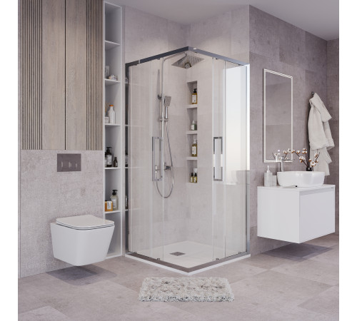 Душевое ограждение Grossman Cosmo 300.K33.02.9090.10.00 (90х90х195) квадрат,раздвижная,хром,стекло прозрачное