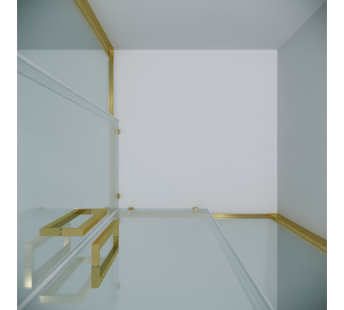 Душевое ограждение Grossman Cosmo 300.K33.02.8080.32.00 (80х80х195) квадрат,раздвижная,золото сатин,стекло прозрачное