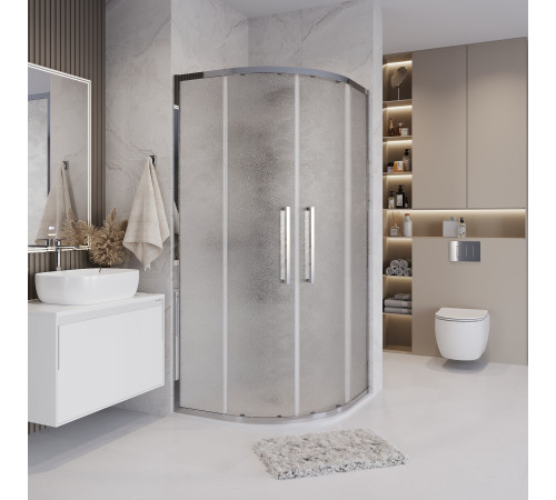 Душевое ограждение Grossman Cosmo 301.K33.02.1010.10.02 (100х100х195) четверть круга,раздвижная,хром,стекло шиншилла