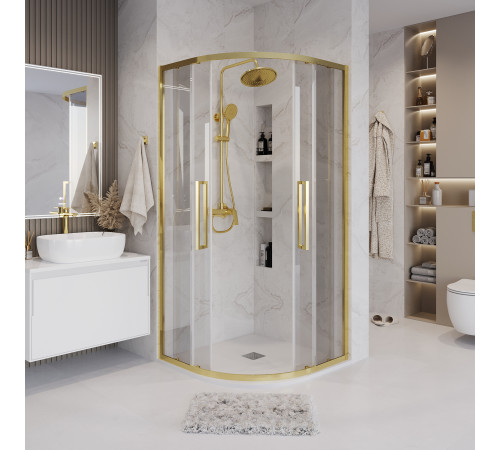 Душевое ограждение Grossman Cosmo 301.K33.02.9090.32.00 (90х90х195) четверть круга,раздвижная,золото сатин,стекло прозрачное