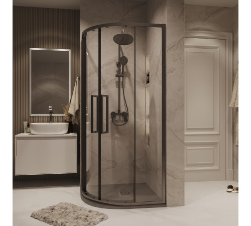 Душевое ограждение Grossman Cosmo 301.K33.02.1010.42.00 (100х100х195) четверть круга,раздвижная,графит сатин,стекло прозрачное