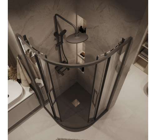 Душевое ограждение Grossman Cosmo 301.K33.02.1010.42.00 (100х100х195) четверть круга,раздвижная,графит сатин,стекло прозрачное