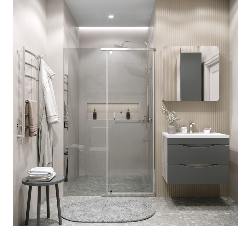 Дверь в нишу Grossman Pragma 100.K33.03.100.10.00 (100х195) хром,стекло прозрачное,распашная