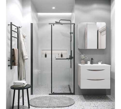 Дверь в нишу Grossman Pragma 100.K33.03.110.21.00 (110х195) черный матовый,стекло прозрачное,распашная