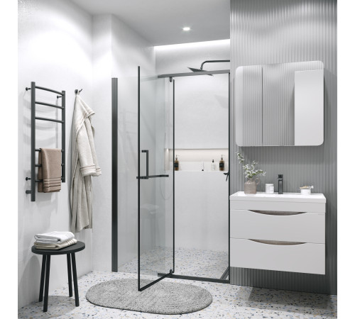 Дверь в нишу Grossman Pragma 100.K33.03.110.21.00 (110х195) черный матовый,стекло прозрачное,распашная