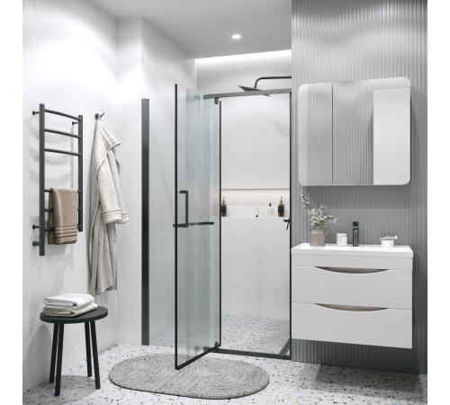 Дверь в нишу Grossman Pragma 100.K33.03.100.21.02 (100х195) черный матовый,стекло шиншилла,распашная