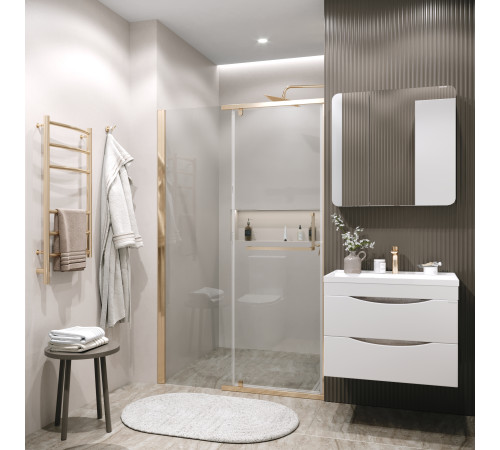 Дверь в нишу Grossman Pragma 100.K33.03.110.32.00 (110х195) золото сатин,стекло прозрачное,распашная