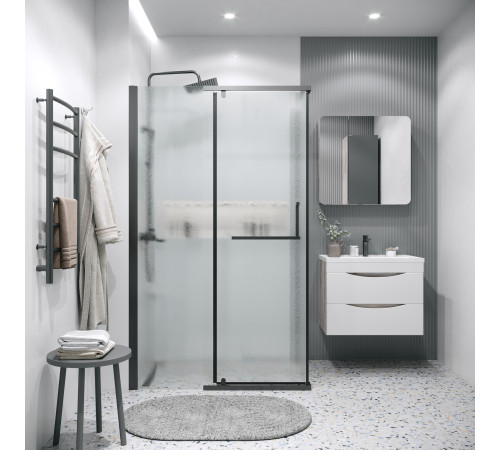 Душевое ограждение Grossman Pragma 100.K33.03.120.21.02-200.K33.03.80.21.02 (120х80х195) распашная(левая),черный матовый,стекло шиншилла