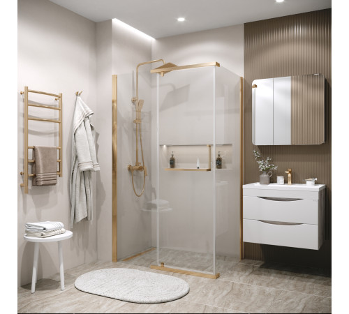 Душевое ограждение Grossman Pragma 100.K33.03.120.32.00-200.K33.03.90.32.00 (120х90х195) распашная,золото сатин,стекло прозрачное