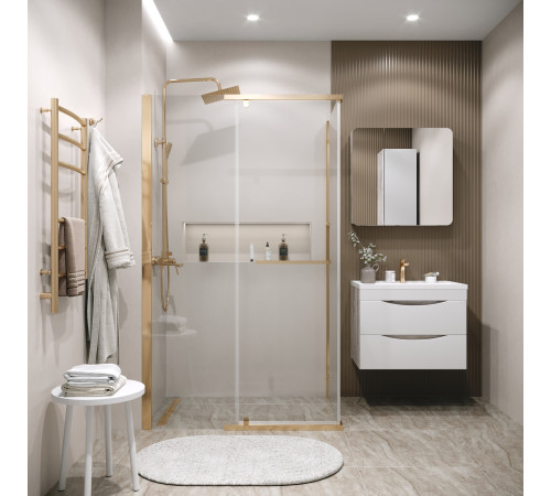 Душевое ограждение Grossman Pragma 100.K33.03.120.32.00-200.K33.03.90.32.00 (120х90х195) распашная,золото сатин,стекло прозрачное