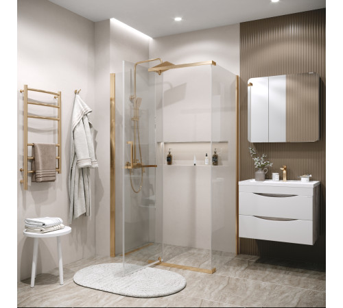 Душевое ограждение Grossman Pragma 100.K33.03.120.32.00-200.K33.03.90.32.00 (120х90х195) распашная,золото сатин,стекло прозрачное