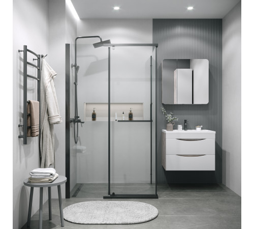 Душевое ограждение Grossman Pragma 100.K33.03.120.42.00-200.K33.03.80.42.00 (120х80х195) распашная,графит сатин,стекло прозрачное