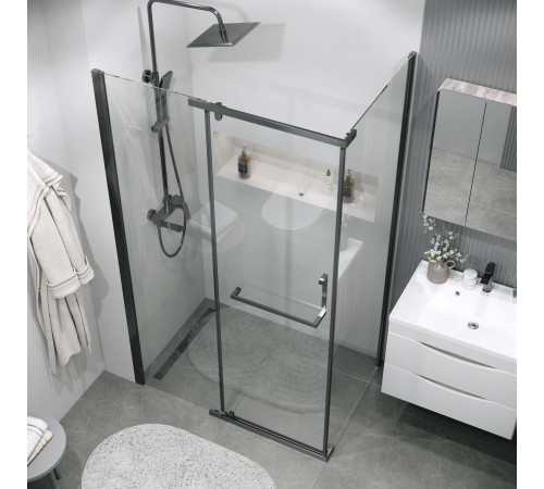 Душевое ограждение Grossman Pragma 100.K33.03.120.42.00-200.K33.03.80.42.00 (120х80х195) распашная,графит сатин,стекло прозрачное