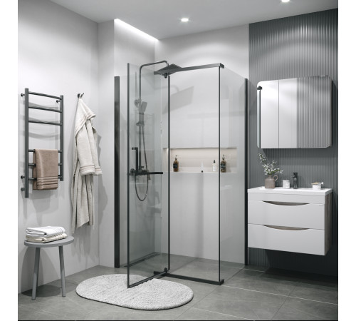Душевое ограждение Grossman Pragma 100.K33.03.120.42.00-200.K33.03.80.42.00 (120х80х195) распашная,графит сатин,стекло прозрачное