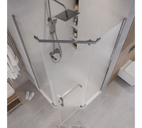 Душевое ограждение Grossman Pragma 302.K33.03.1010.10.02 (100х100х195) трапеция,распашная,хром,стекло шиншилла
