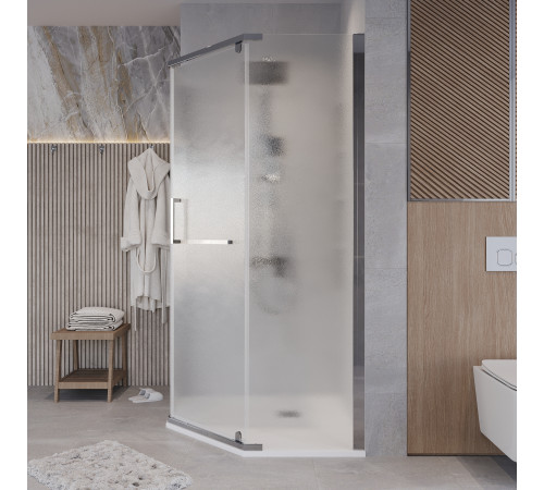 Душевое ограждение Grossman Pragma 302.K33.03.1010.10.02 (100х100х195) трапеция,распашная,хром,стекло шиншилла