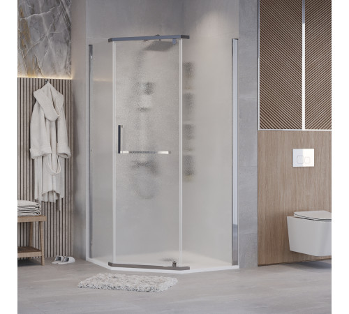 Душевое ограждение Grossman Pragma 302.K33.03.1010.10.02 (100х100х195) трапеция,распашная,хром,стекло шиншилла