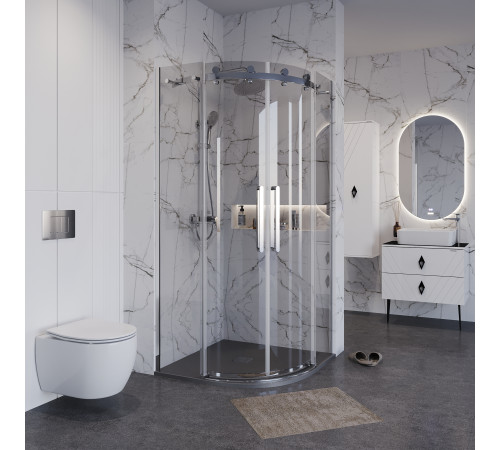 Душевое ограждение Grossman Classic 301.K33.04.9090.10.00 (90х90х195) четверть круга,раздвижная,хром,стекло прозрачное