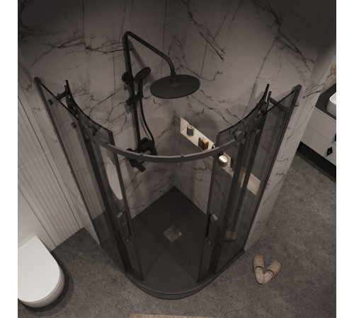 Душевое ограждение Grossman Classic 301.K33.04.9090.21.10 (90х90х195) четверть круга,раздвижная,черный матовый,стекло тонированное