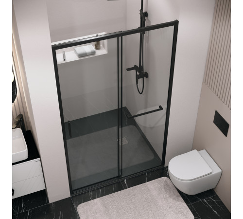 Дверь в нишу Grossman Style 100.K33.05.130.21.00 (130х195) черный матовый,стекло прозрачное,раздвижная