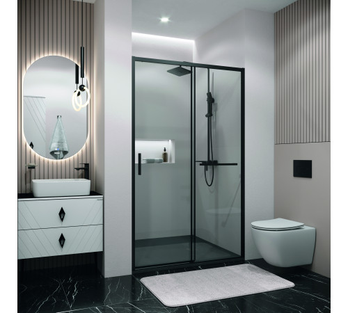 Дверь в нишу Grossman Style 100.K33.05.130.21.00 (130х195) черный матовый,стекло прозрачное,раздвижная