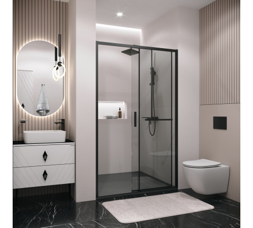 Дверь в нишу Grossman Style 100.K33.05.130.21.00 (130х195) черный матовый,стекло прозрачное,раздвижная