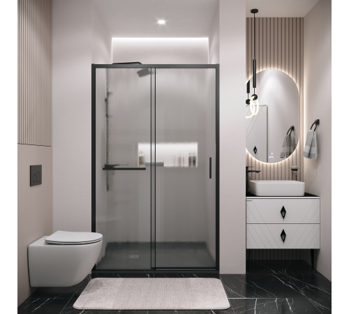 Дверь в нишу Grossman Style 100.K33.05.100.21.02 (100х195) черный матовый,стекло шиншилла,раздвижная