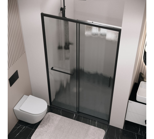 Дверь в нишу Grossman Style 100.K33.05.100.21.02 (100х195) черный матовый,стекло шиншилла,раздвижная