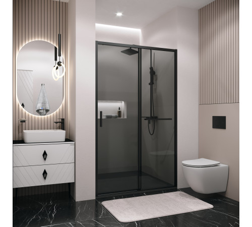 Дверь в нишу Grossman Style 100.K33.05.100.21.10 (100х195) черный матовый,стекло тонированное,раздвижная