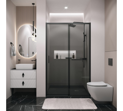 Дверь в нишу Grossman Style 100.K33.05.100.21.10 (100х195) черный матовый,стекло тонированное,раздвижная